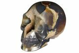 Polished Agate Skull with Druzy Quartz Crystal Pocket #148096-2
